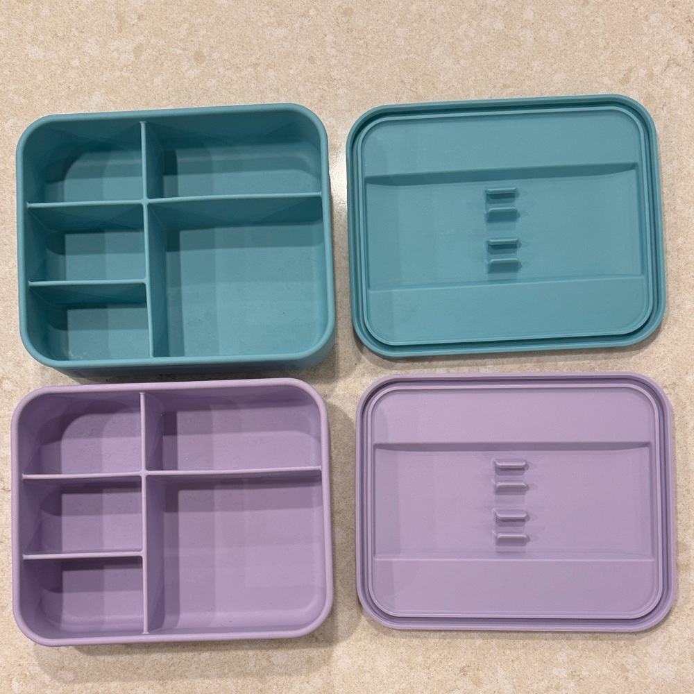 Set of Two Silicone Blue and Purple Bento Boxes